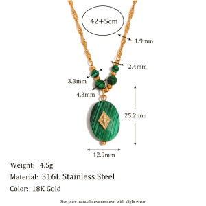 MamacitaSlay Unique Stainless Steel Natural Stone Necklace For Vacation Waterproof Jewelry Womens Retro Elegant Jewelry Gift