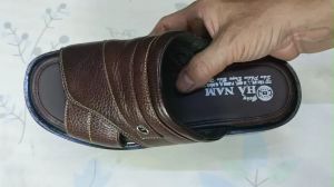 Dép Nam Quai Ngang HA NAM Da Bò Thật Đế Cao Dành Cho Người Thấp DNA2134