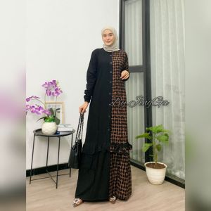 ( M L XL XXL ) Terbaru 2024 Gamis rayon Twill pelangi super abstrak Home Dress Homey