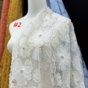 Vải Ren Lưới Trắng Pháp Đính Hạt Cao Cấp 2025 Chất Liệu Voan Cao Cấp Dành Cho Đầm Dự Tiệc Cưới Sang Trọng Của Phụ Nữ Châu Phi Nigeria