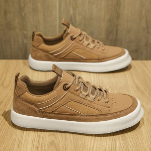 Mens Retro Sport Casual Shoes 2025 Autumn Wheat Color Thick Bottom Heightening Versatile Trendy Shoes Comfortable All-Season Wear