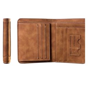 Men Retro Frosted Faux Leather Trifold Card Holder Clutch