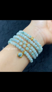vòng tay nữ dáng chuỗi ngọc cẩm thạch hoa bay tự nhiên vip mix charm hồ ly bọc vàng tây và charm cầu vàng tây vòng tay đá phong thủy trang sức thiết kế đủ hóa đơn thẻ bảo hành
