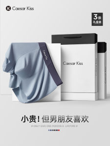 CaesarKiss Mens Modal Briefs Seamless Comfortable Breathable High End Underwear Youth mid Waist Flat Angle Pants Pure Color