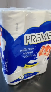 ขายดี กระดาษชำระม้วน เสือน้ำเงิน เยื่อกระดาษบริสุทธิ์ พรีเมียร์  (1 แพ็ค 24 ม้วน / 1 ลัง  6 แพ็ค) กระดาษทิชชู่