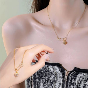 สร้อยคอเข็มกลัดหวานหัวใจคริสตัลสีชมพูกระดาษจี้สร้อยคอทรงเสน่ห์ของขวัญวันวาเลนไทน์