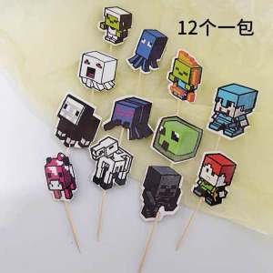 Green Themed Minecraft Birthday Dessert Table Decoration Cartoon Plugin Childrens Party Festive Stickers World Decoration