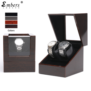 Embers Luxry Single Watch Winder Battery Wooden Shaker Watch Box Automatic Winder Glass Storage Case Mabuchi Motro