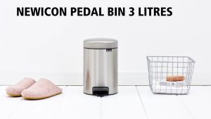 Brabantia ถังขยะ สแตนเลสแบบเหยียบ 3ลิตร จับไม่เป็นรอยนิ้วมือ Pedal Bin 3LMatt Steel Fingerprint Proof(FPP)