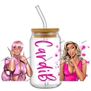 Funko | Hotsale Popular Female Rapper Pretty Cardi B 16oz UV DTF 3D Transfer Sticker Fashion Decals Glass Can Cups Creative Craft DIY