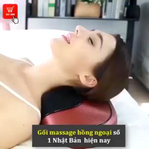 Gối massage cổ vai gáy hồng ngoại 4 bi gối mát xa đa chức năng