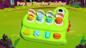 Dinosaur Cause and Effect Toy for Baby Over 18 Months Infant Push Button Pop Up Animal Interactive Sensory Developmental Toy