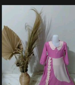 baju gamis anak terbaru set hijab kekinian