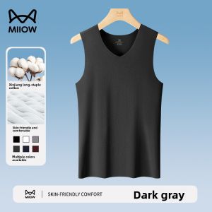 MiiOW | Pure Cotton Sleeveless V-Neck Vest Mens Fitness Tank Top Comfortable Breathable Summer New Arrival Catman Seamless Clothing