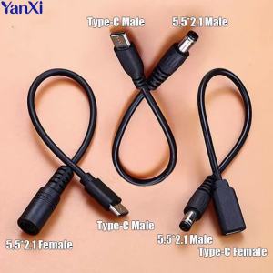 USB Type-C Nam Sang DC 5.5*2.1mm Cáp Chuyển Đổi Cái 20 Cm Độ Dẫn Điện Cao Jack Kết Nối Cho Bộ Định Tuyến Camera Quan Sát Dải Đèn LED Raspberry Pi