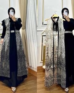 Gamis Nashita Dress Kekinian Terlaris 2025 Dress Gamis Wanita Muslimah Kekinian Koreaan Style Gamis Nashita Dress Bahan Ceruty Baby Doll Mix Brukat Gamis Pesta Mewah Elegan Virall