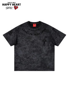 CHARLES JANGS HAPPY HEART | Heart Print Dyed Cotton T-Shirt