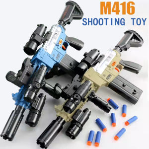 [COD & STOCK & Local ship]M416 Blaster Electric Nerf Boy Toy Battery Operated Rechargable Automatic & 10 Pcs Soft Bullets & Rich Accessories