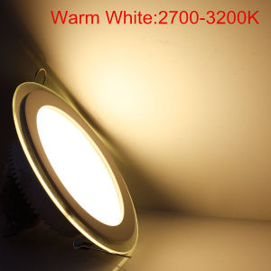Round LED Downlight 6W 9W 12W 18W 24W Glass LED Panel Recessed Ceiling Spot Down Light Indoor Lighting Lamp AC110V 220V Aluminum