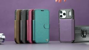 Ví Điện Thoại Bằng Da PU Tương Thích Magsafe Có Khe Đựng Thẻ Dành Cho iPhone 17 Pro Max 17e 16e 15 14 Plus 13 12 - Ốp Lưng Từ Tính