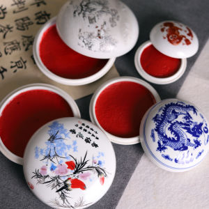 Calligraphy and Seal Carving Stamp Pad with Ceramic Box