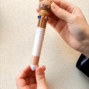 10 in 1 Colors Ballpoint Pen Cute Animal Multicolored Silicone Student Pen School Office Stationery