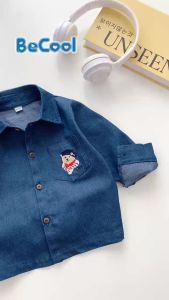 Áo Sơ Mi Cho Bé Trai Chất Bò Thêu Gấu Áo Sơ Mi Dài Tay Cho Bé Từ 10 đến 26kg SUNGMIN KIDS