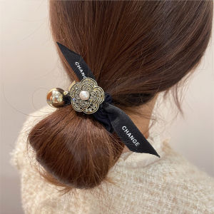 Korean Style Camellia Flower Hair Rope Pearls Pendant Hair Ties Bowknot Ponytail Scrunchies women girls Hair Accessories Gift