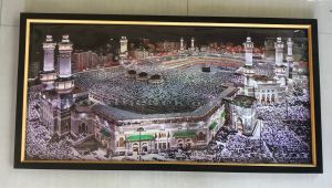 Hiasan Dinding Cetak Gambar Makkah dan Madinah plus Bingkai uk:50cm x 100cm