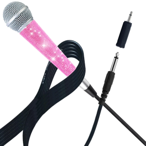 Bling Pink Dynamic Vocal Karaoke Microphone Professional Stage Handheld Mic for Performance And Recording