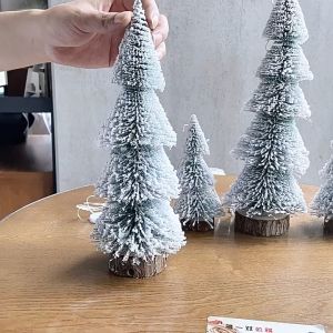 Flocked cedar tree desktop Christmas tree ornaments Christmas decorations scene layout mini tree