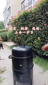 3 in 1 Smokeless Charcoal Bbq Grill Smoker 3 Layers Tower Vertical Barrel Charcoal Barbecue Grill Smoker Barbecue Grills