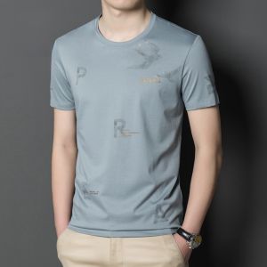 ROMON | Lomond Mens T-shirt Short Sleeve Summer New Fashion Ice Silk Loose Round Neck Casual Mulberry Silk Body T-shirt Male