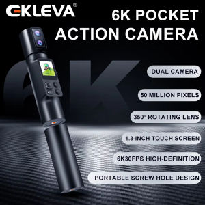 EKLEVA 6K Action Camera 5X Zoom 350° Rotatable Pocket Sports Camera 50MP WiFi Webcam Sport Video Vlog DV Shooting Cam