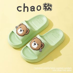 New Cartoon Rabbit Themed Thick Heel Slippers for Women Summer Home Comfortable Anti-Slip Cute Girls Flat Sandals PVC