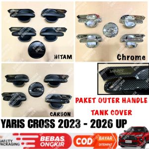 Paket Outer Handle Tank Cover Yaris Cross 2023 2024 2025 GR Hitam Chrome Carbon