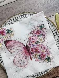 20pcs 33cm 2Layer New Butterfly Printed Napkins Pink Butterfly Flowers Party Decoration Paper Picnic Mat DIY Decoupage Paper