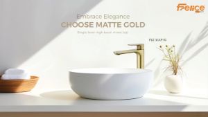 FLE 1119/G High Basin Mixer Taps Matte Gold Stainless Steel