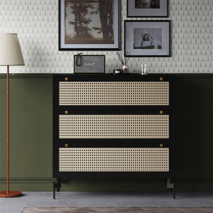 Nordic Style Solid Wood Chest of Drawers Modern Simple Living Room Storage Cabinet Small Size Wicker Dining Room Sideboard Tea Water Cabinet