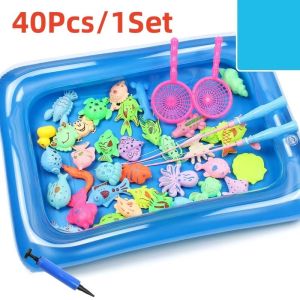 Inflatable fish pond childrens magnetic fishing toy pool kindergarten puzzle parent-child game multiplayer collaboration