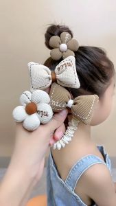 Scrunchie Anak Ikat Rambut Pita Kelinci Bunga Warna Cokelat Kunciran Fashion Aksesoris HS KCR17