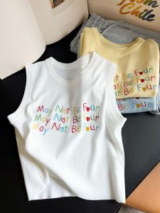 Áo ba lỗ nữ Amiluck bằng cotton thêu chữ cổ tròn