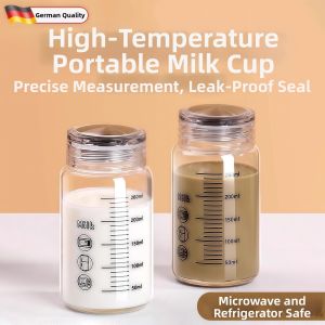 WEVOLA | Heat Resistant Measuring Glass Milk Cup with Lid