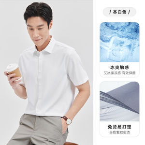 Antibacterial Cool Feeling Non-Ironed Business Shirt Mens Short Sleeve Standard Fit Fashion Urban Style Summer New Interview Shirt