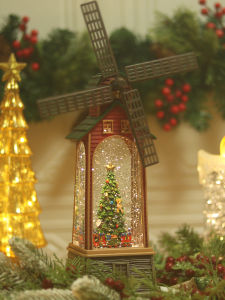Christmas Kids Gift Scandinavian Santa Claus Snowman Rotate Big Windmill Music Small Night Lamp Desktop Decoration