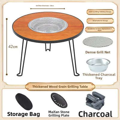 Smokeless Foldable BBQ Grill & Tea Table