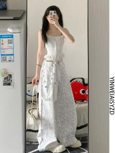 กางเกงยีนส์ทรงตรงพิมพ์ลายปลาสไตล์ย้อนยุคสำหรับผู้หญิง กางเกงขายาวเอวสูง ทรงหลวม ฤดูใบไม้ผลิและฤดูร้อน ความยาวปกติ สีพื้น