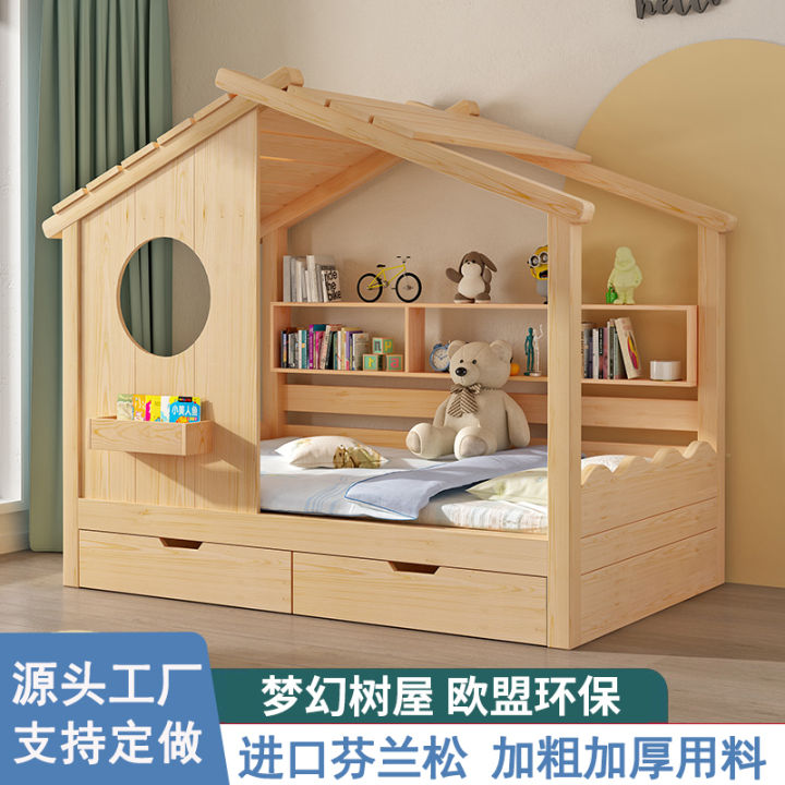 INS Solid Wood Kids Tree House Bed Girl Boy Princess Secret Base Castle ...