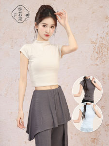 Pure If Classical Dance Uniform Short Sleeve Half High Collar Modern Dance Sportswear Fitness Gymnastics Uniform Womens Clothing