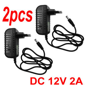 2pcs Power Adapter DC 12V 2A Supply Charger Universal Adapter Converter Plug for CCTV Camera DVR NVR Router Strip Robot Light